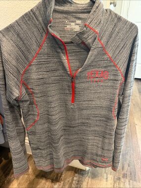 Under Armour Heather Gray 1/4 Zip Pullover with Red Trim